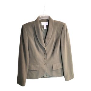 Liz Claiborne Women's Gray Pinstripe 4 Button 2 Pocket Cropped Blazer Size 10